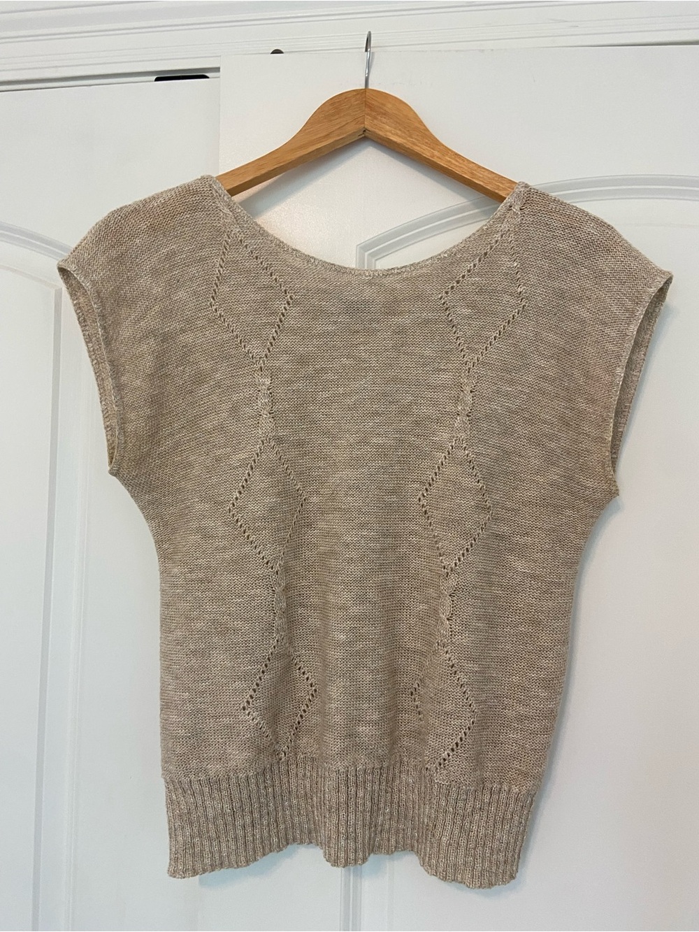 Vtg Barry & Me Top Small Medium Oatmeal Tan Preppy Neutral Minimalist Academia